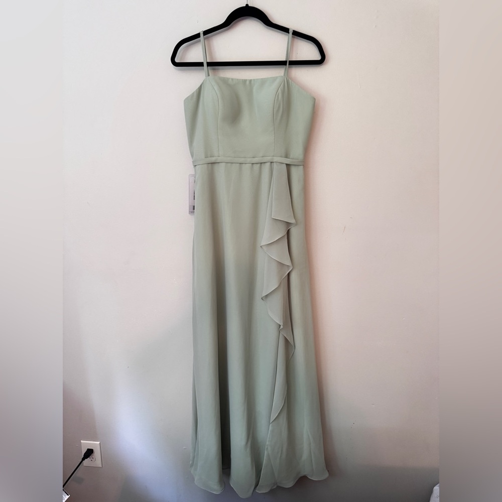 Azazie Kaylee Dress - Elegant Sage Green Spaghetti Strap Dress
